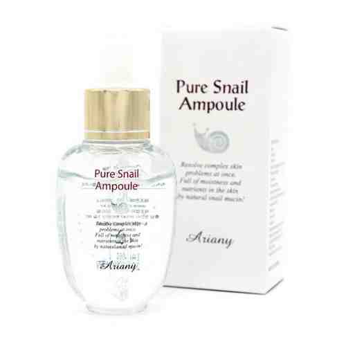 Ariany / Ампульная сыворотка для лица регенерирующая с улиточным муцином Pure Snail Ampoule, 50 мл / Корейская косметика