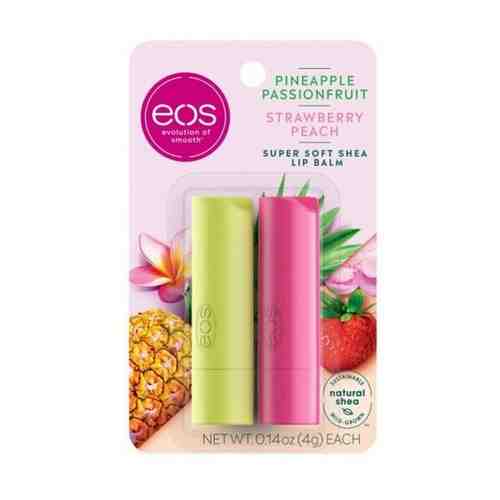 Бальзамы для губ EOS Бальзам для губ Strawberry Peach and Pineapple Passionfruit 2-pack Lip Balm Клубника-Персик и Ананас-Маракуйя, 8 г