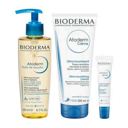 BIODERMA Праздничный набор Атодерм: Крем 200 + Масло 200 + Бальзам д/губ 15