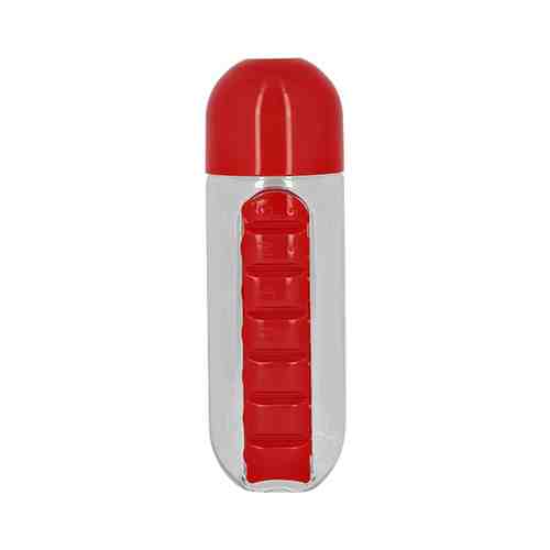 Бутылка для воды FUN PILLS с таблетницей red 500 мл арт. 182219