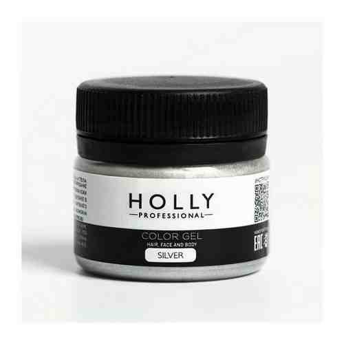 Декоративный гель для волос, лица и тела COLOR GEL Holly Professional, Silver, 20 мл