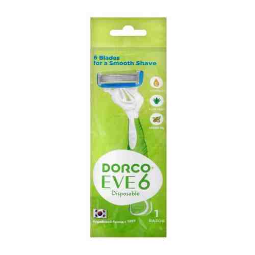 Dorco eve shai vanilla 6 женский бритвенный станок одноразовый, 6 лезвий, прорезиненная ручка, микрогребень и увлажняющая полоска, плавающая головка, 1 шт