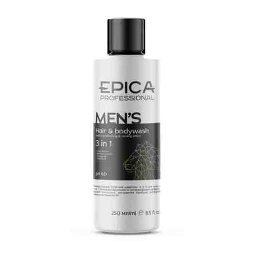 EPICA PROFESSIONAL Men's 3 in 1 Универсальный мужской шампунь для волос и тела, 250 мл.