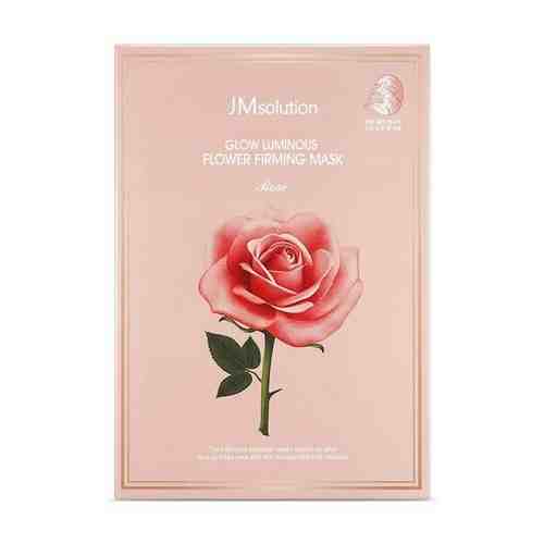 JMsolution Укрепляющая тканевая маска с дамасской розой Glow Luminous Flower Firming Mask Rose, 10шт.