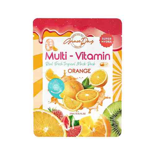 Маска для лица GRACE DAY MULTI-VITAMIN с экстрактом апельсина для сияния кожи 27 мл арт. 210903