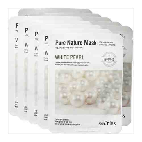 Маска для лица тканевая осветляющая Anskin Secriss Pure Nature Mask Pack White pearl, 25 мл *10 шт