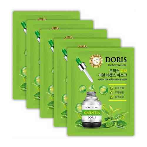 Маска DORIS GREEN TEA REAL ESSENCE MASK для лица тканевая, 25 мл, 4 шт.