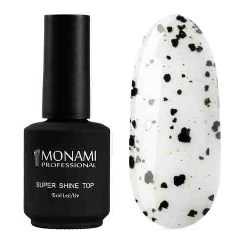 Monami, Super Shine Top MARBLE White S - глянцевый топ с мелкими белыми хлопьями, 15 мл