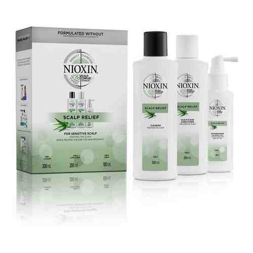 Набор для волос и кожи головы успокаивающий Nioxin Scalp Relief Set (шампунь 200 мл, кондиционер 200 мл, сыворотка успокаивающая 100 мл)