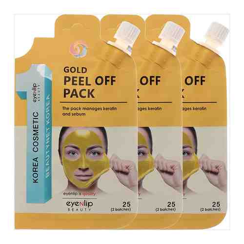 Очищающая маска-пленка золотая Eyenlip Pocket Gold Peel Off Pack, 25 г - 3 шт