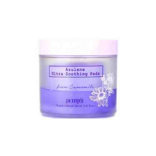 Petitfee Azulene Ultra Soothing Pads Успокаивающие очищающие подушечки с азуленом, 70 шт.