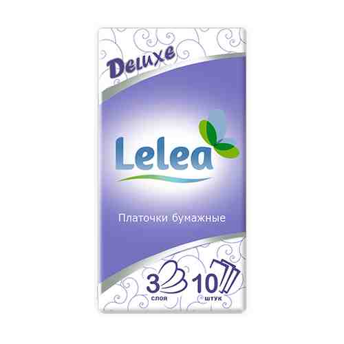 Платочки носовые LELEA Deluxe 3-х слойные 10 шт арт. 143816