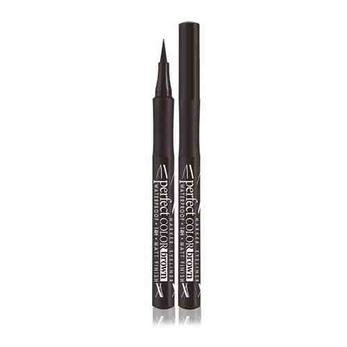 Подводка-фломастер для глаз LUXVISAGE PERFECT COLOR waterproof 14H matt finish тон Brown