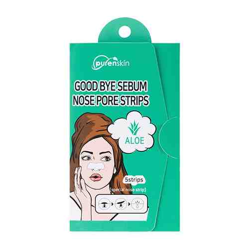 Полоски для носа PURENSKIN GOOD BYE SERUM для очищения пор с алоэ 5 шт арт. 146027