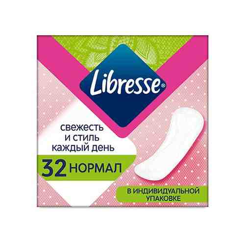 Прокладки ежедневные LIBRESSE СВЕЖЕСТЬ И СТИЛЬ Нормал в индивидуальной упаковке 32 шт арт. 115070