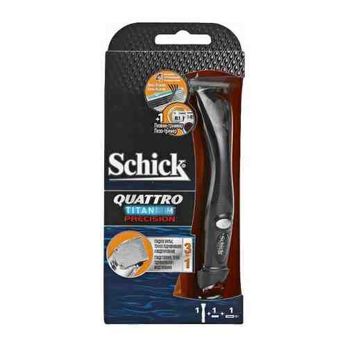 SCHICK / Wilkinson sword QUATTRO Titanium PRECISION / Станок бритвенный с 1 кассетой, подставкой и триммером