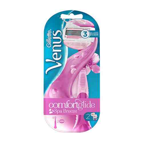 Станок для бритья GILLETTE VENUS SPA BREEZE с 2 сменными кассетами cо встроенными полосками с гелем для бритья арт. 49983