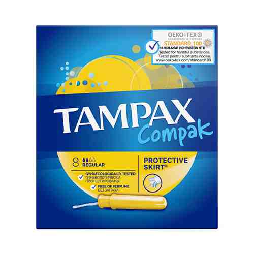 Тампоны с аппликатором TAMPAX COMPAK Regular Single 8 шт арт. 66315