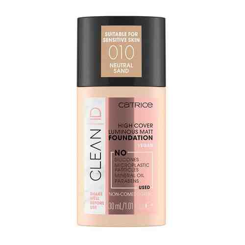 Тональная основа для лица CATRICE Clean ID High Cover Luminous Matt, тон 025 Warm Peach