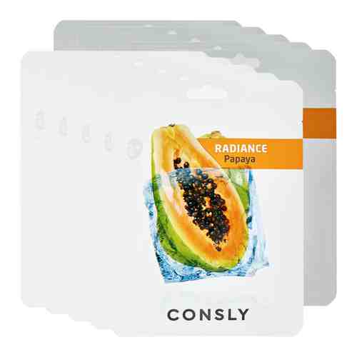 Выравнивающая тон кожи тканевая маска с экстрактом папайи Consly Papaya Radiance Mask Pack, 20 мл *10 шт